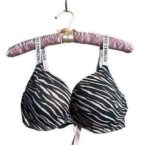 Victoria's Secret 34D Push-Up T-Shirt Zebra Striped Bra